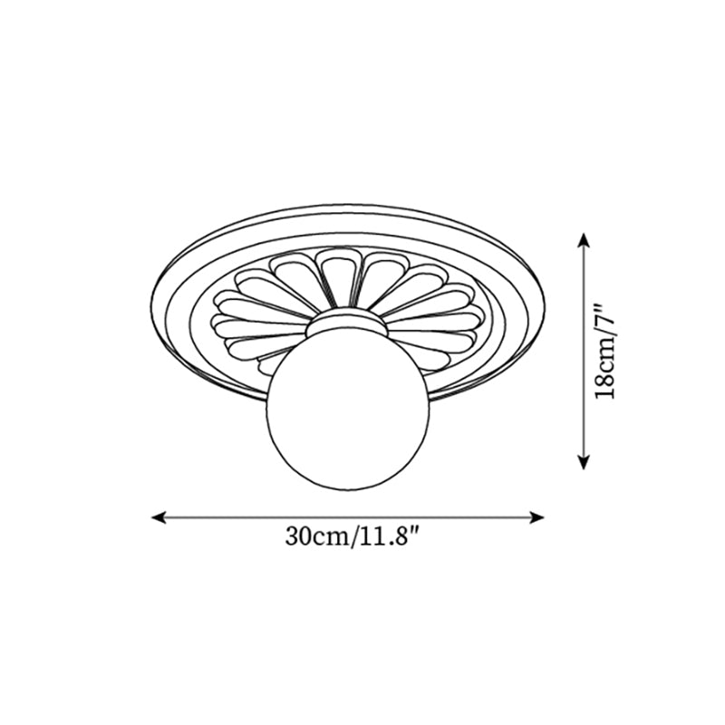 Elya Vintage Carved Ceiling Light with Globe Shade