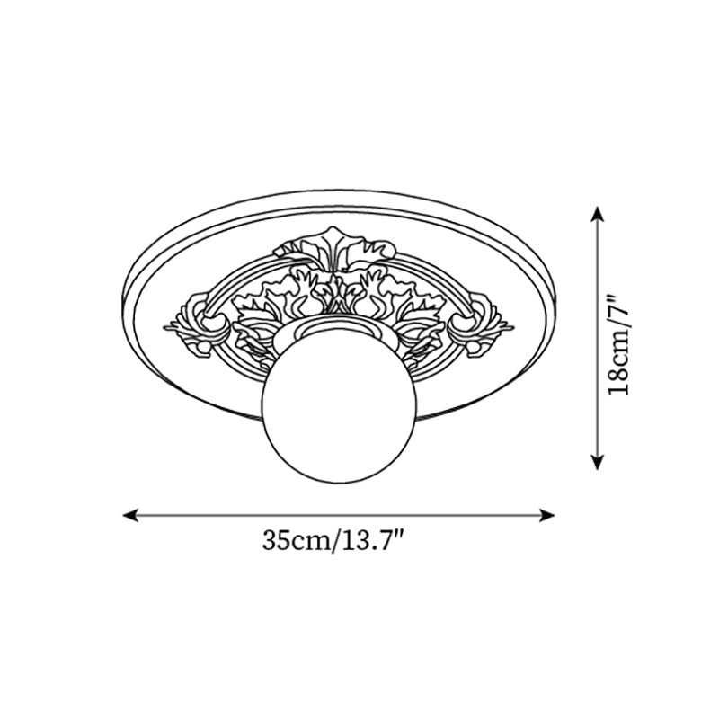 Elya Vintage Carved Ceiling Light with Globe Shade