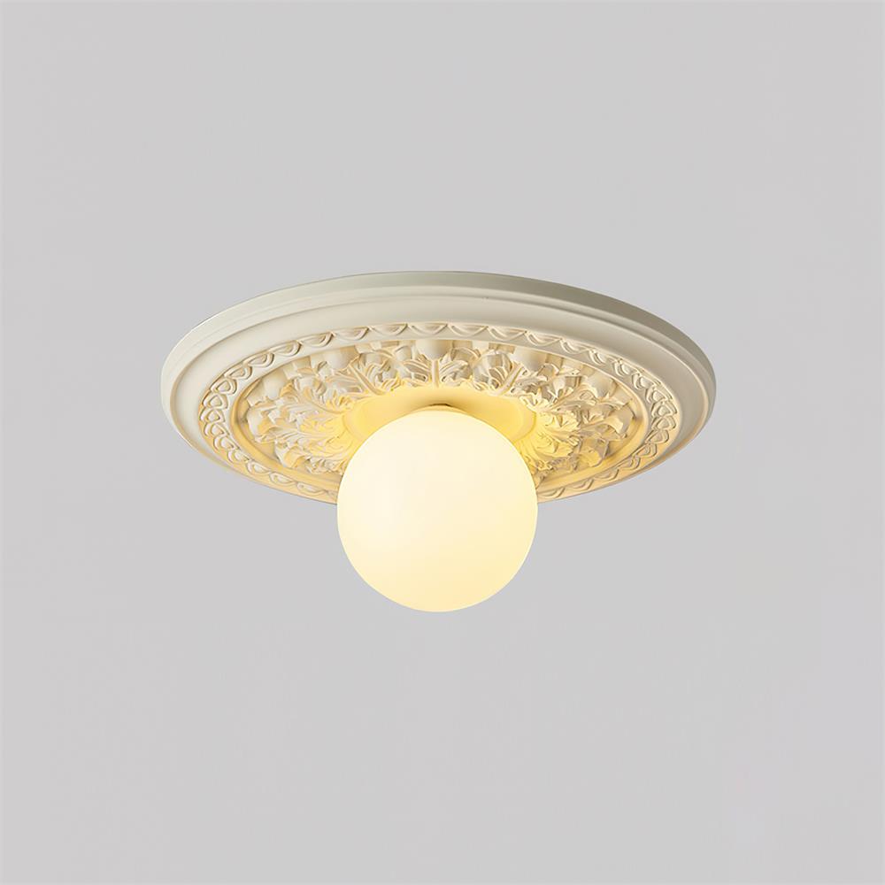 Elya Vintage Carved Ceiling Light with Globe Shade