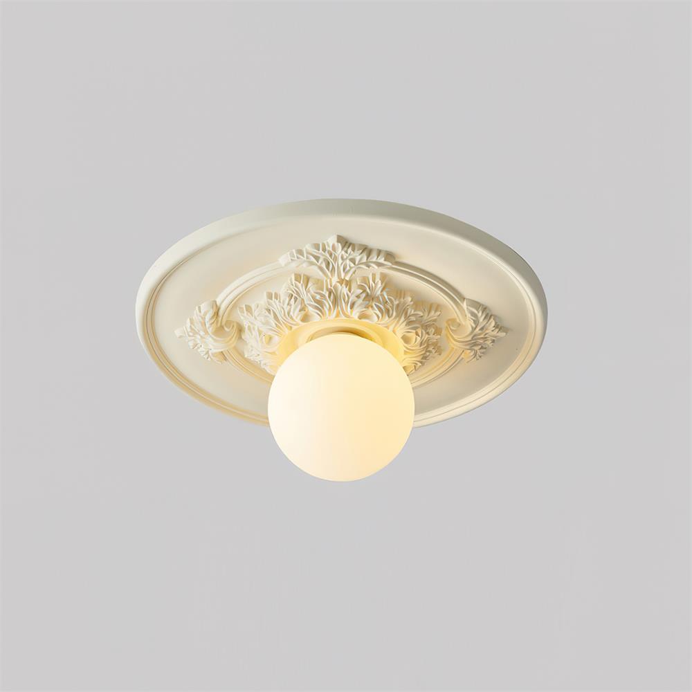 Elya Vintage Carved Ceiling Light with Globe Shade