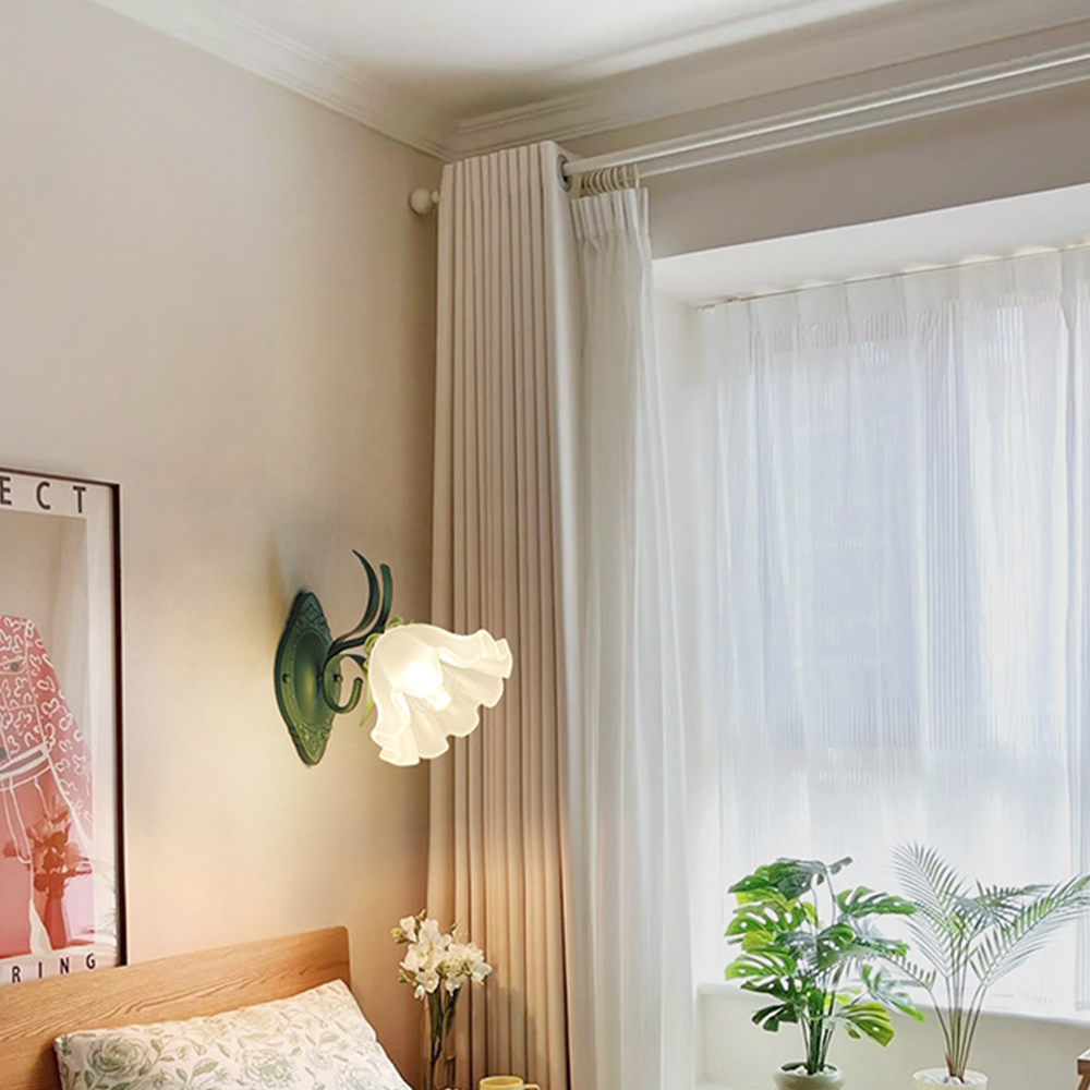 Tinalimo Flower Metal Glass Indoor Wall Lamp Bedroom Living Room
