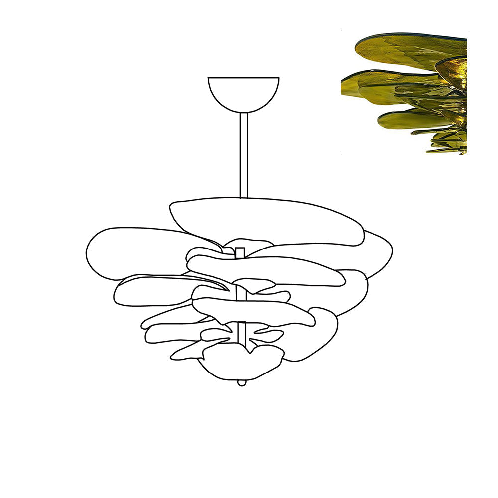 Resovon Chandelier Glass Contemporary Leaf Layered