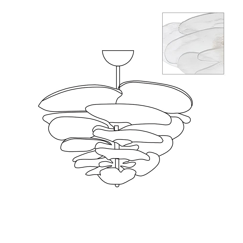 Resovon Chandelier Glass Contemporary Leaf Layered