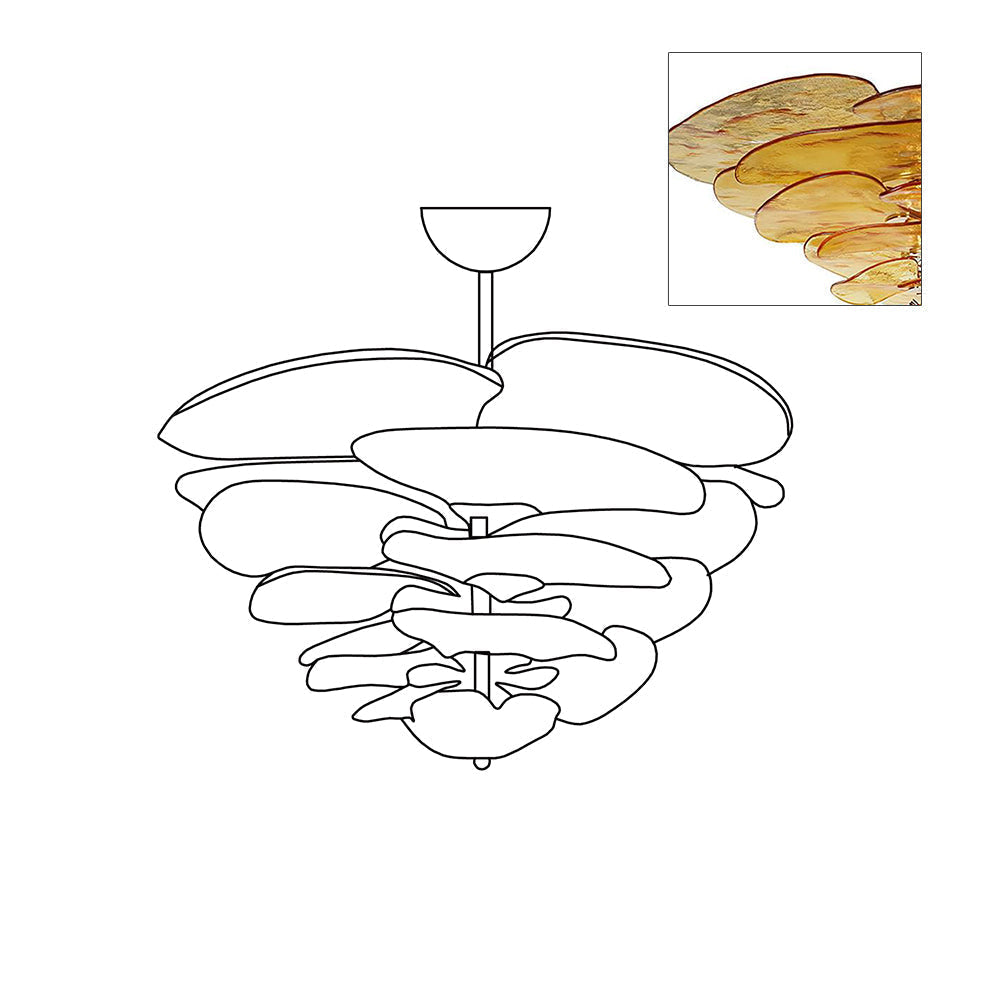 Resovon Chandelier Glass Contemporary Leaf Layered