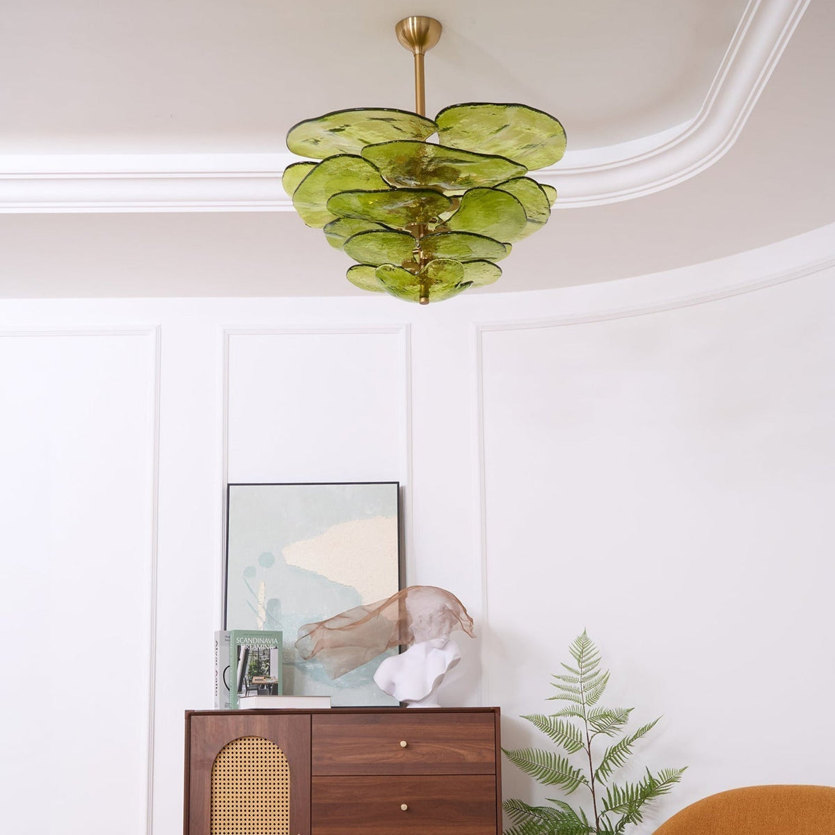 Resovon Chandelier Glass Contemporary Leaf Layered