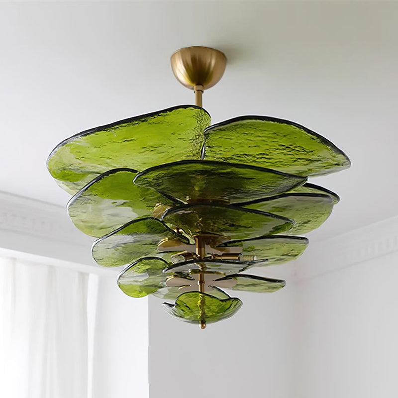 Resovon Chandelier Glass Contemporary Leaf Layered