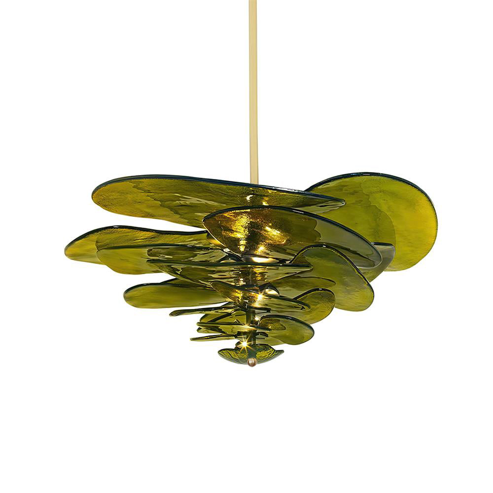 Resovon Chandelier Glass Contemporary Leaf Layered