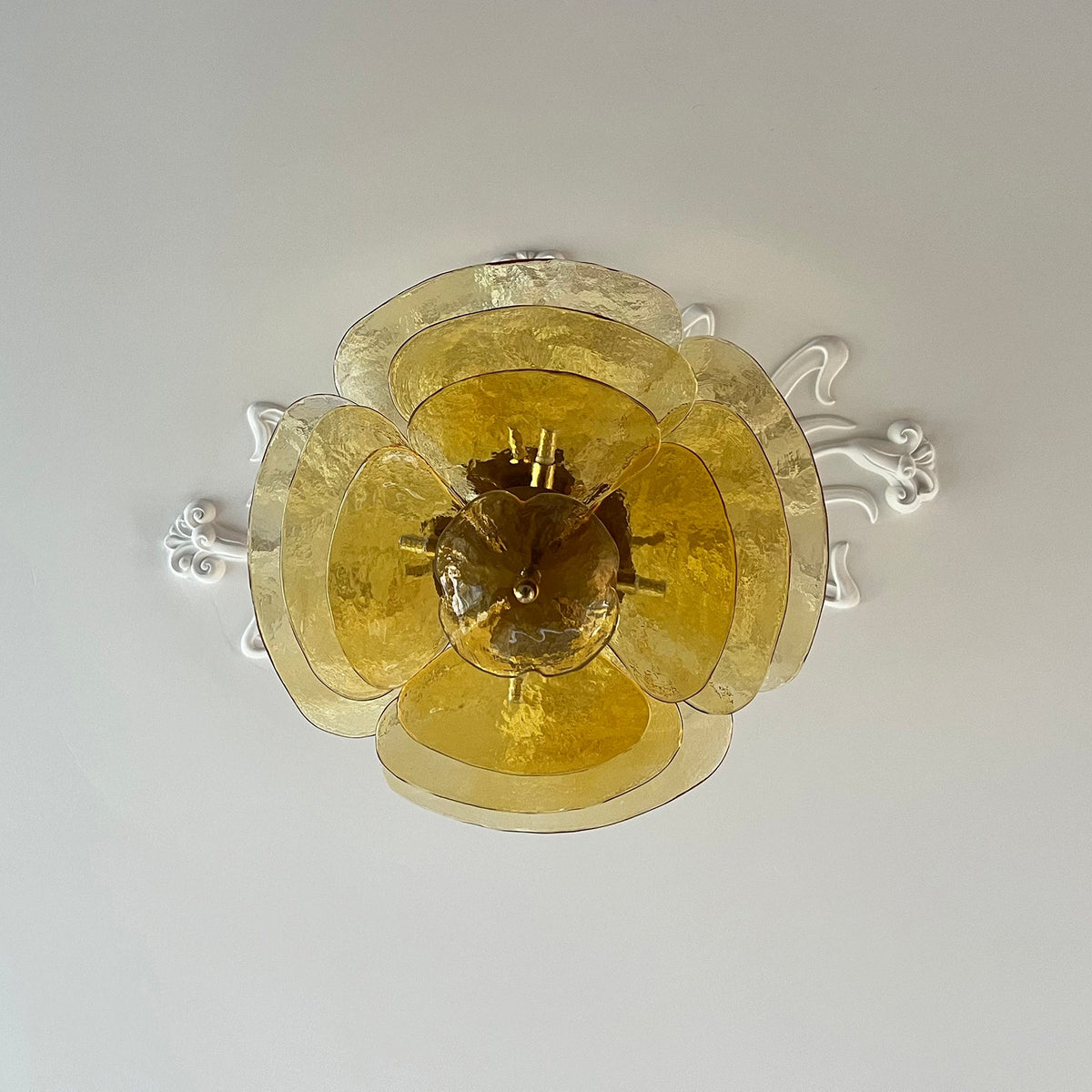 Resovon Chandelier Glass Contemporary Leaf Layered