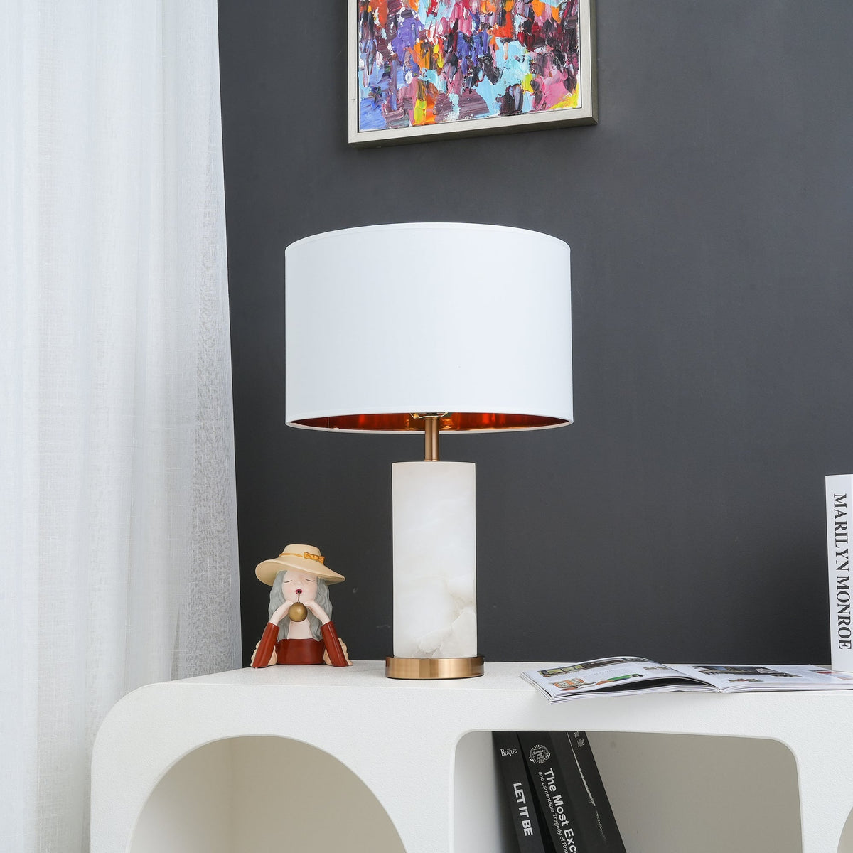 Zosilis Cylindrical Alabaster Table Lamp