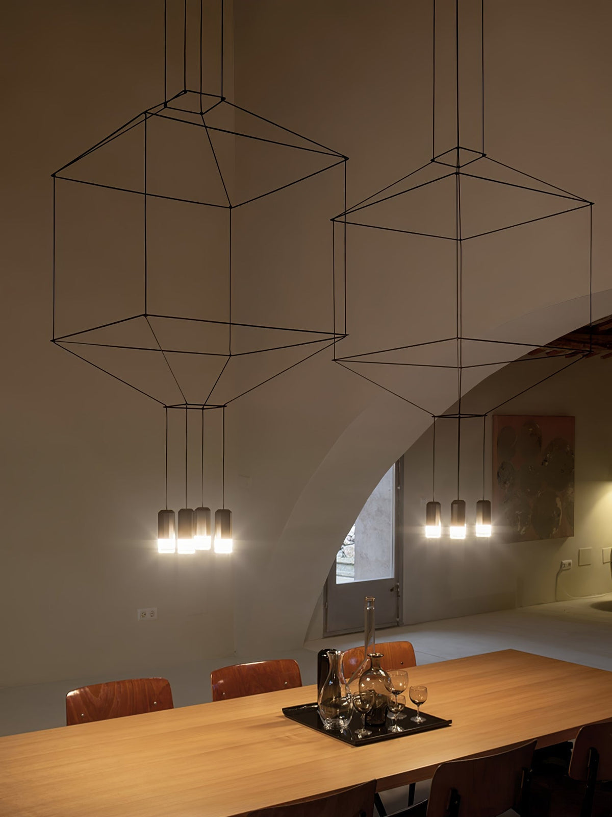 Elaalora Pendant Lamp Geometric Wire Black LED