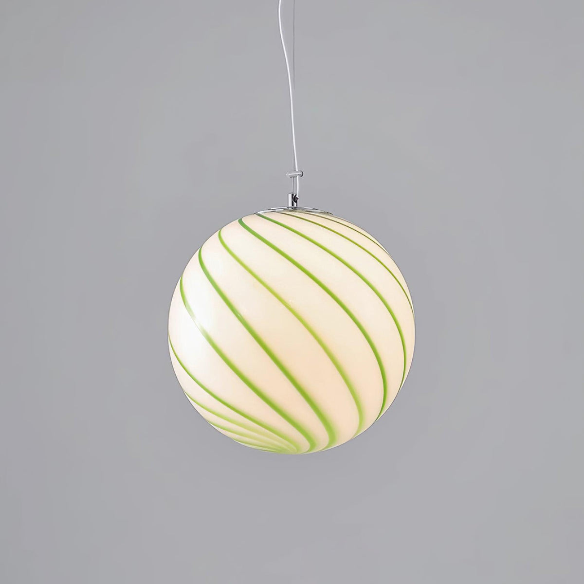Kairo Pendant Lamp Glass Globe Light with Green Swirl Stripes