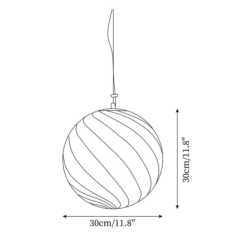 Kairo Pendant Lamp Glass Globe Light with Green Swirl Stripes