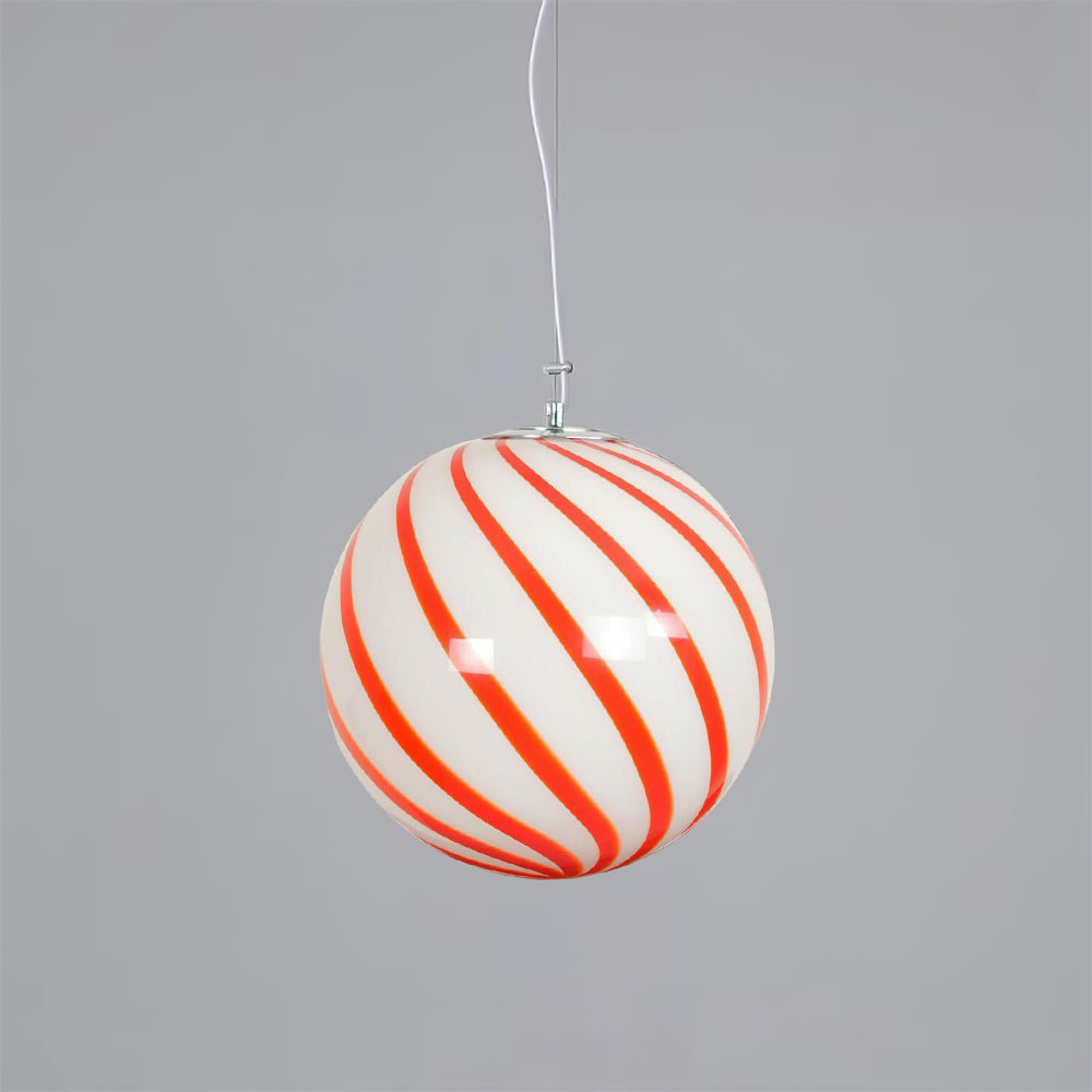 Kairo Pendant Lamp Glass Globe Light with Green Swirl Stripes