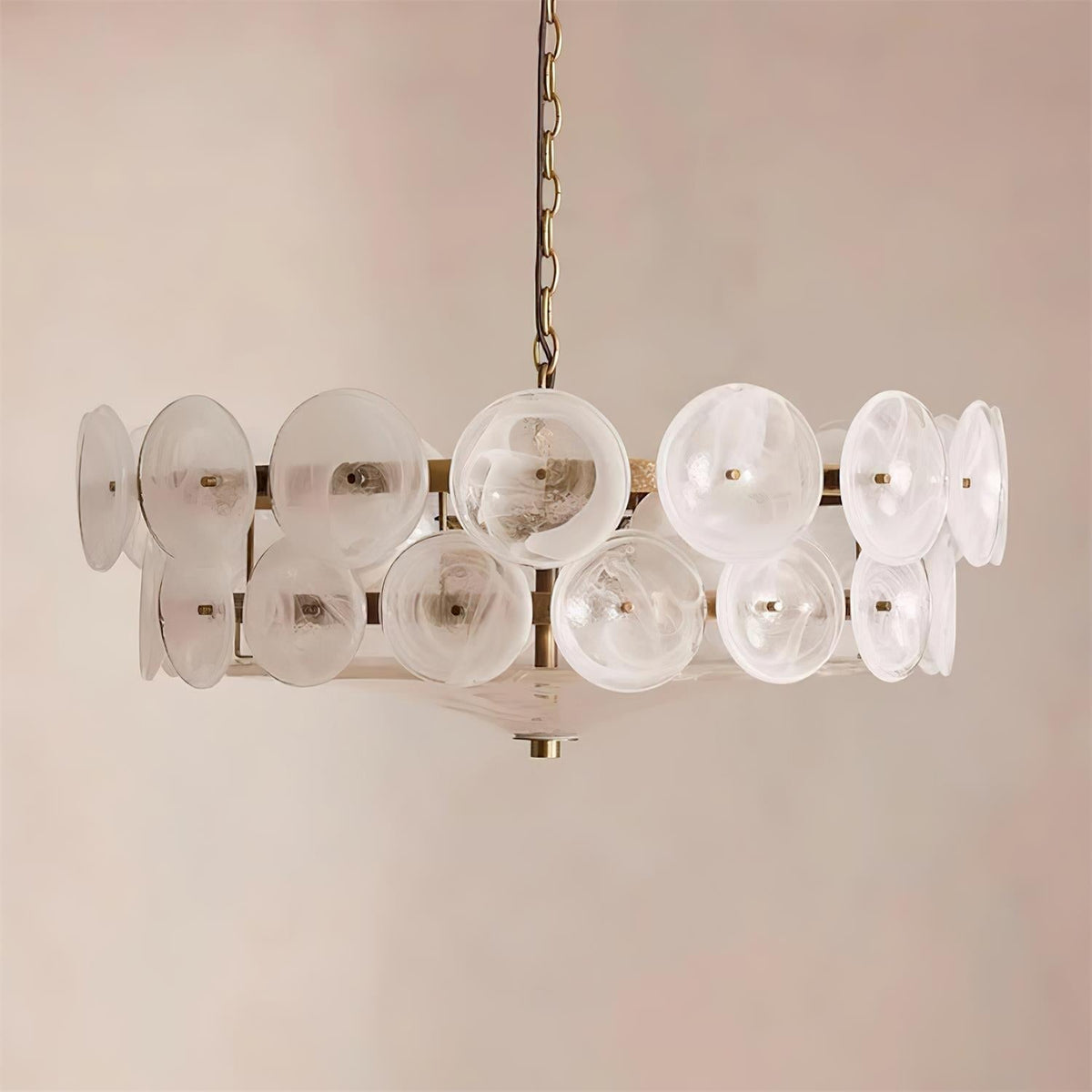 Selvora Chandelier Amber Glass Disc Elegant