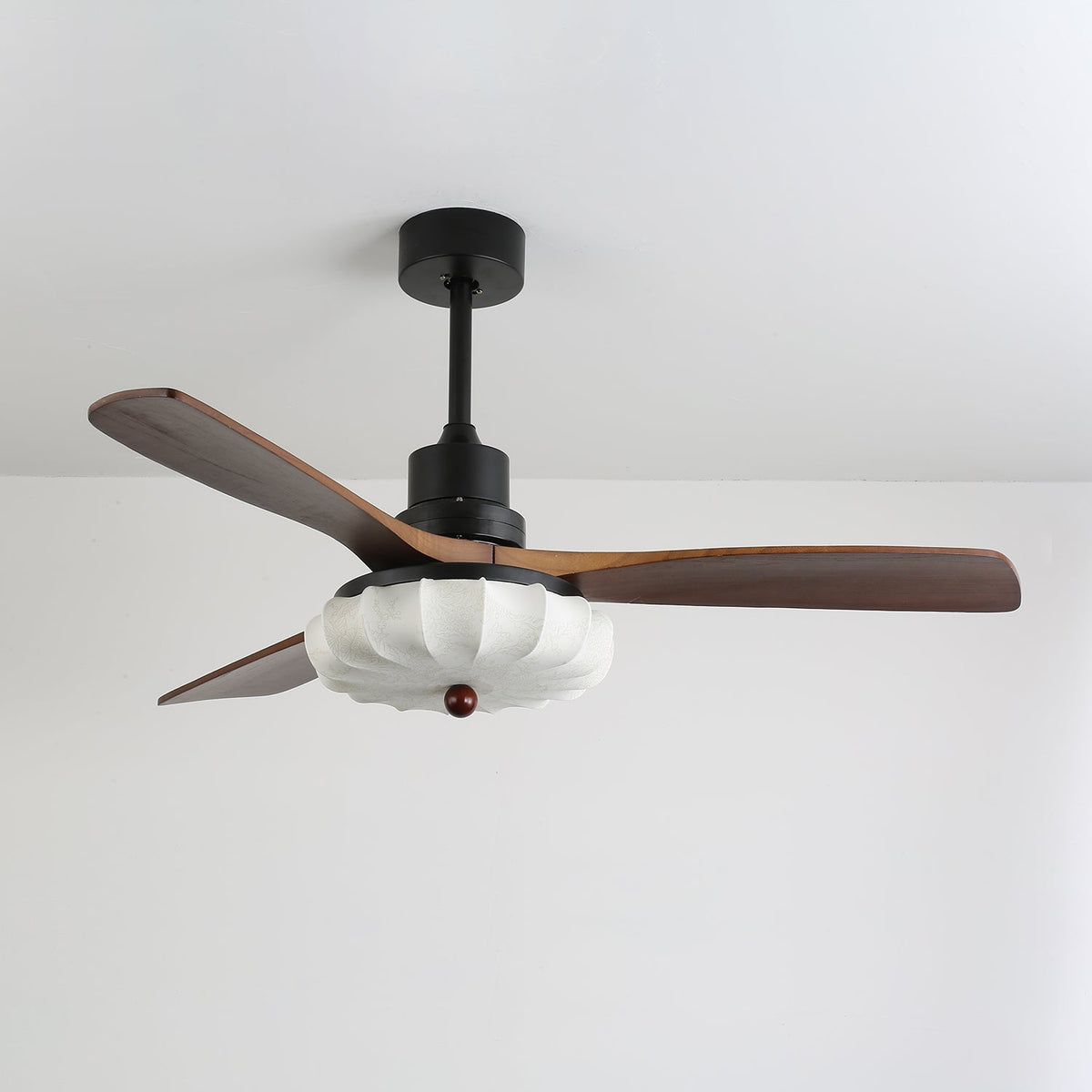 Ventra Vintage Glass Wood Ceiling Fan Light