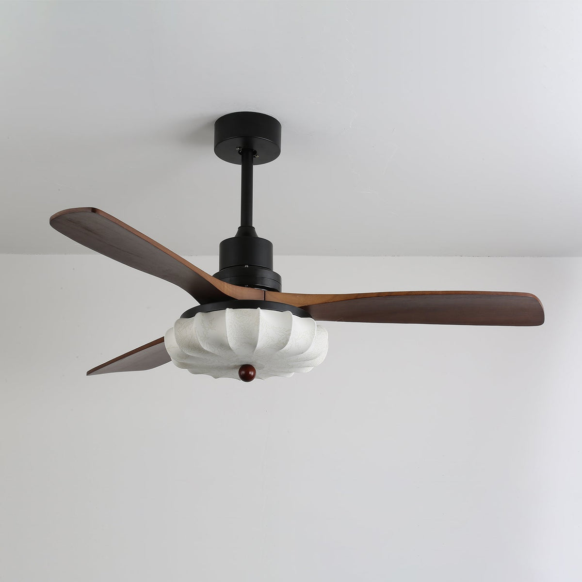 Ventra Vintage Glass Wood Ceiling Fan Light