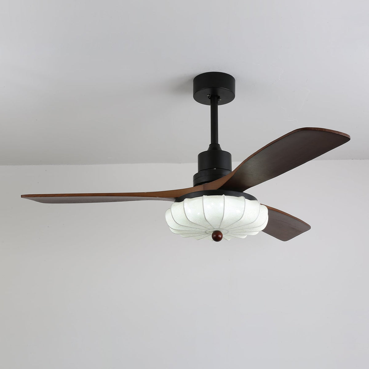 Ventra Vintage Glass Wood Ceiling Fan Light