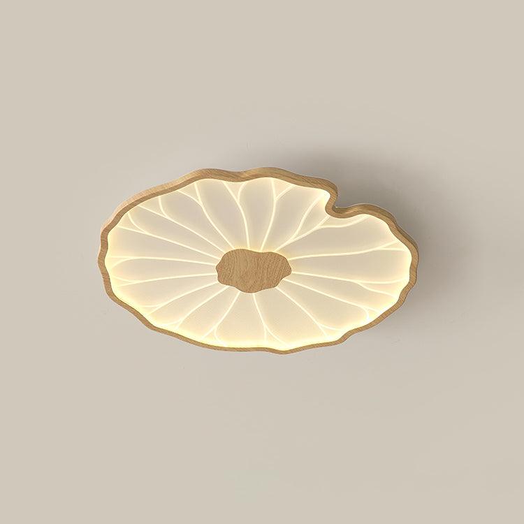 Rinorian Ceiling Lamp Lotus Leaf with Wooden Finish