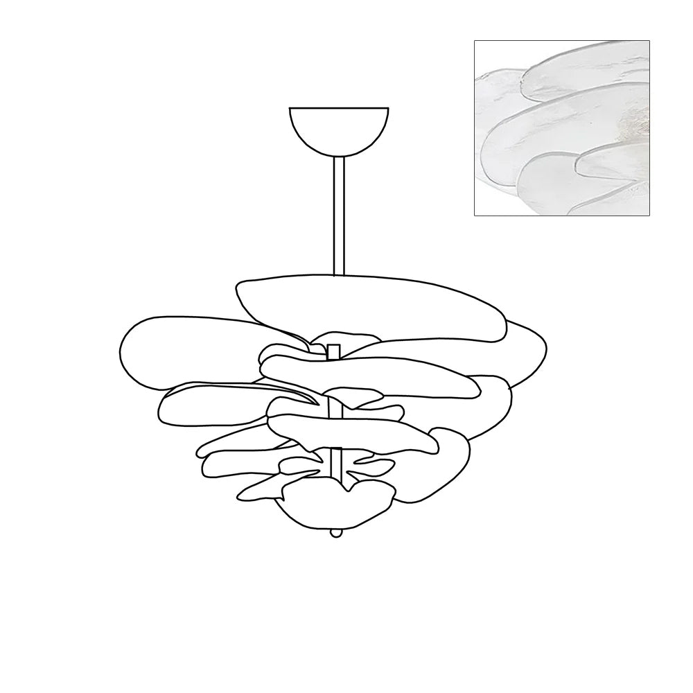 Resovon Chandelier Glass Contemporary Leaf Layered