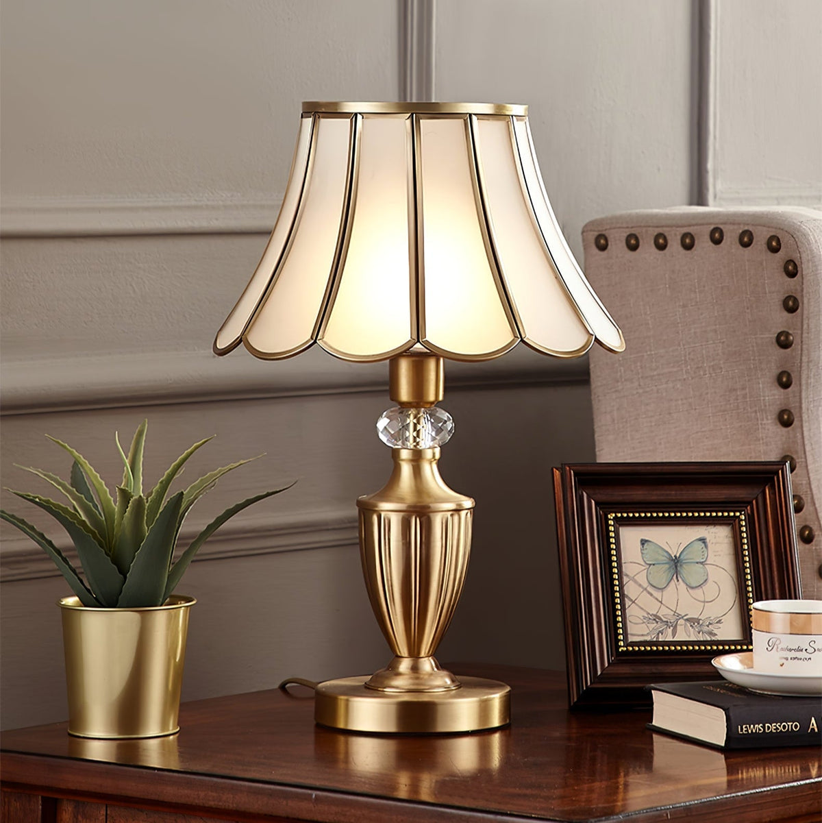 Valencia Brass & Glass Vintage Table Lamp