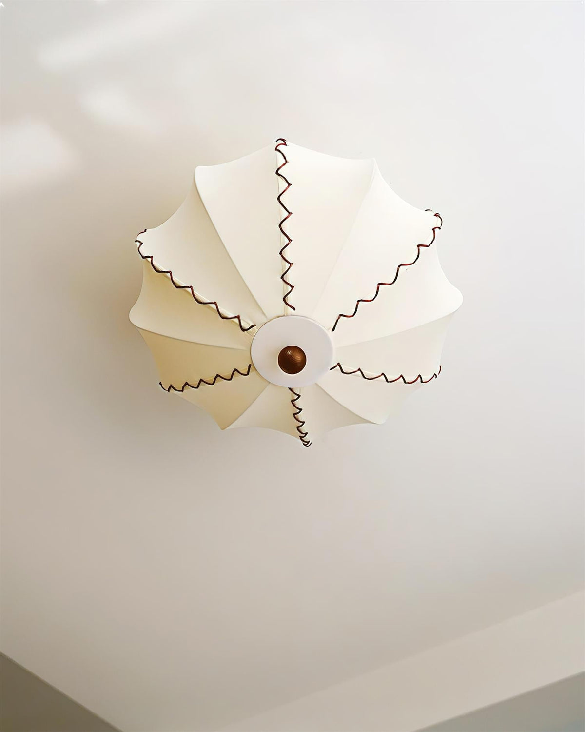 Colette Beige Fabric Wood Ceiling Light