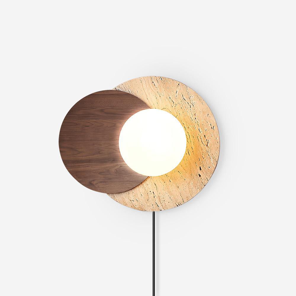 Otale Overlapping-Disc Travertine Wall Lamp Plug-in