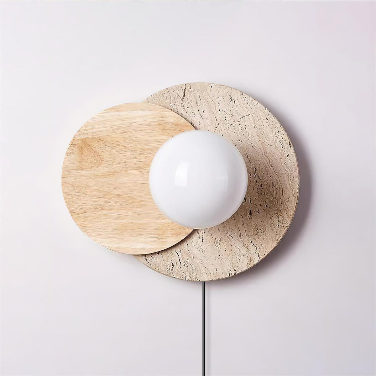 Otale Overlapping-Disc Travertine Wall Lamp Plug-in