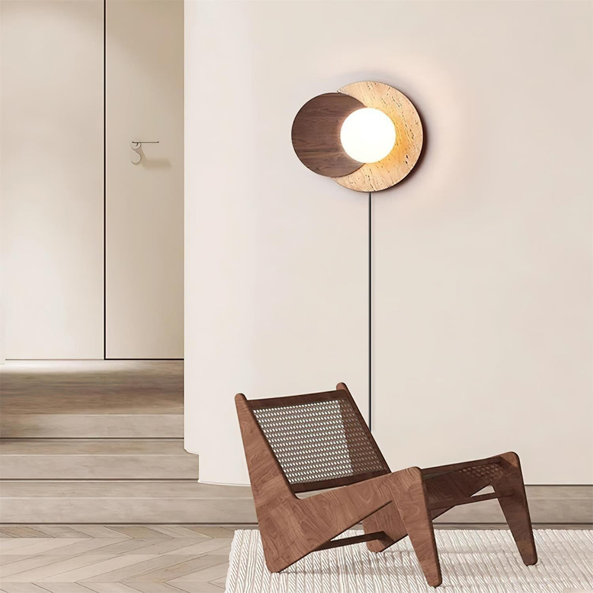 Otale Overlapping-Disc Travertine Wall Lamp Plug-in