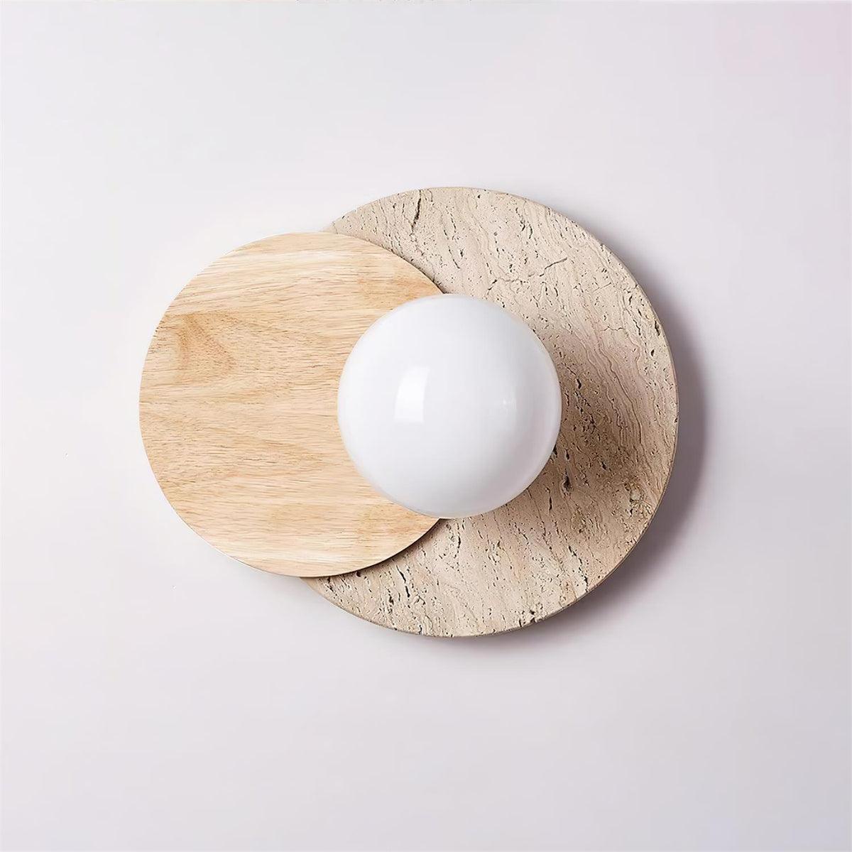 Otale Overlapping-Disc Travertine Wall Lamp Plug-in