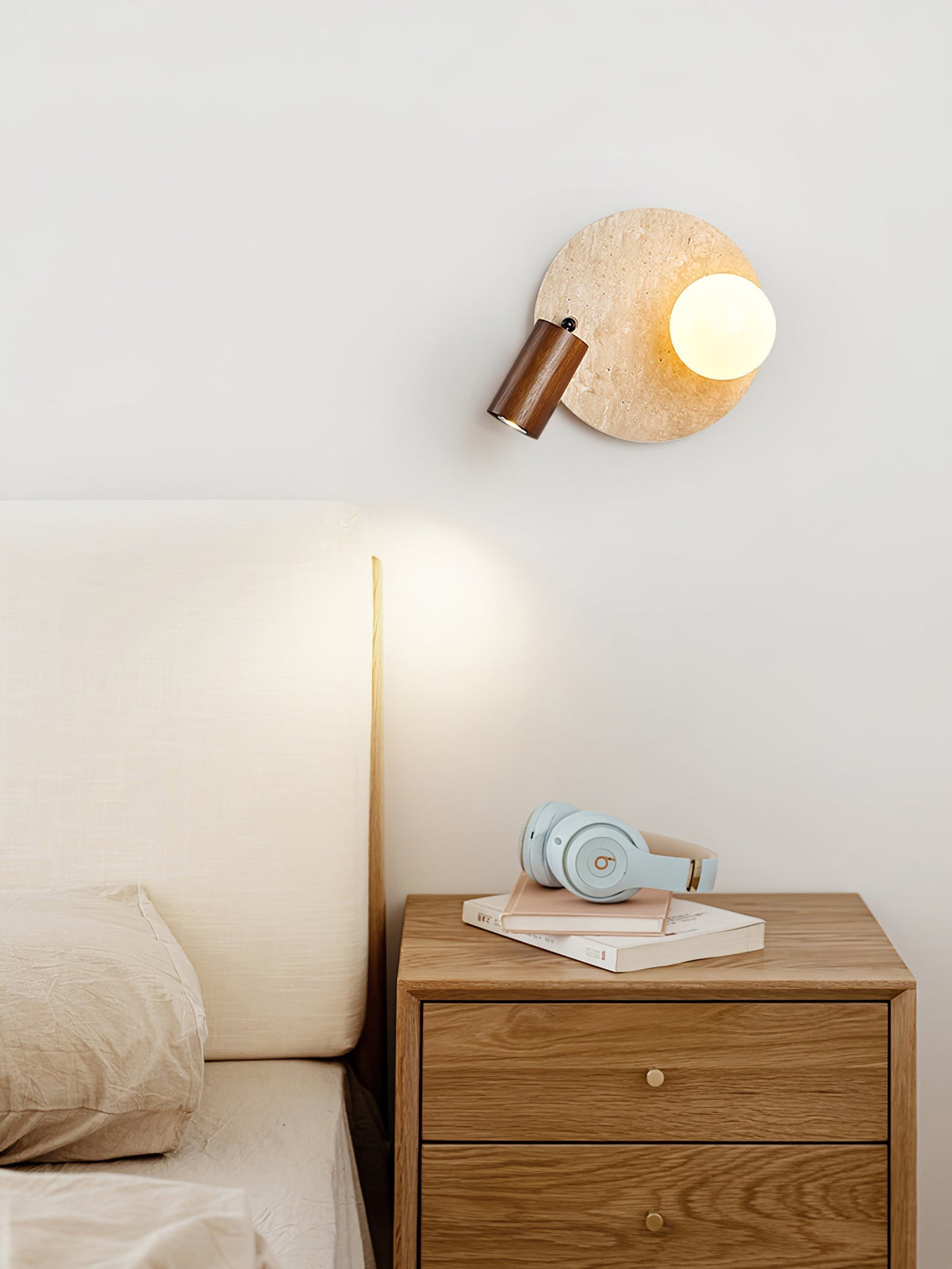 Armara Travertine Disc Wall Light