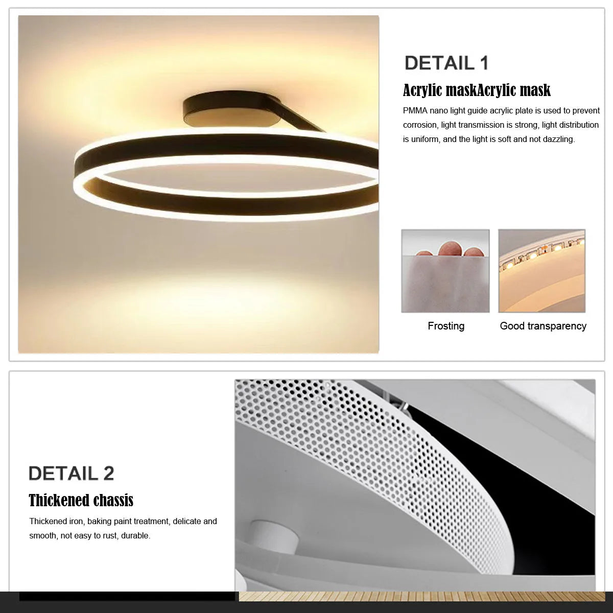 Solinor Modern Circle Flush Mount Ceiling Light, Black & White-Neutral Decor