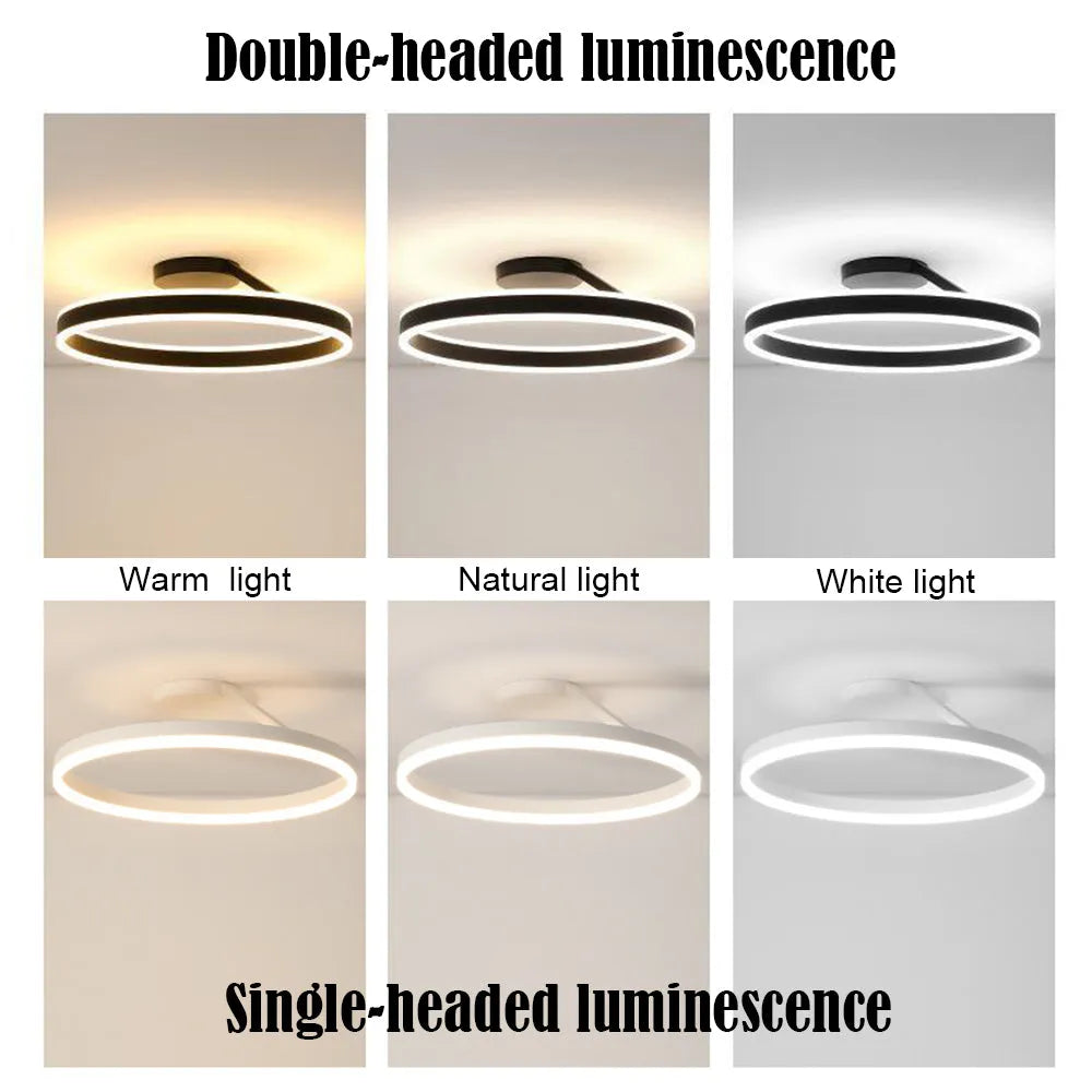 Solinor Modern Circle Flush Mount Ceiling Light, Black & White-Neutral Decor