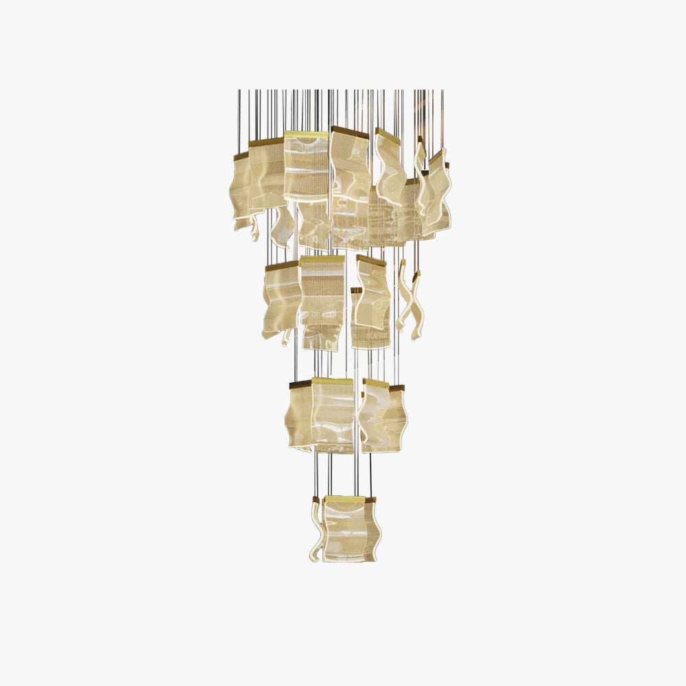 Sekegur Industrial Chandelier Wave /Metal Gold Bedroom/Living Room