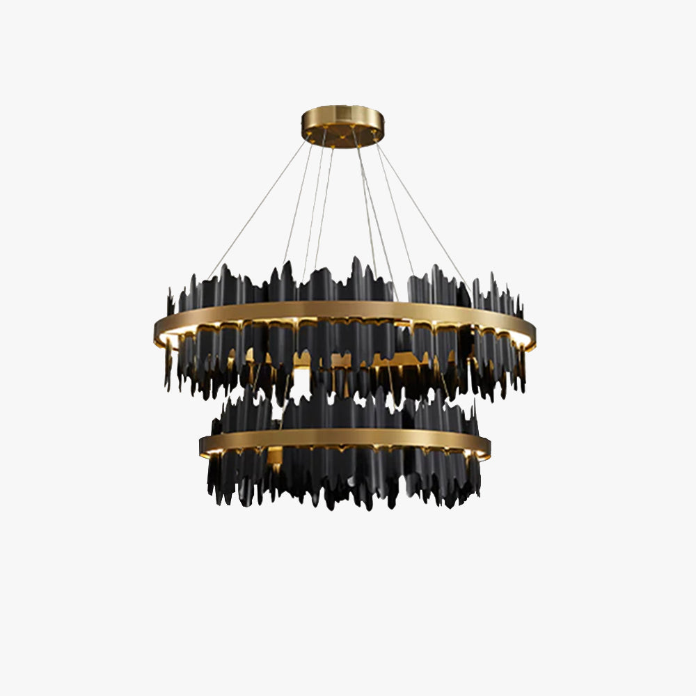 Godusar Industrial Chandelier Cylindrical Metal Black Gold Living Room