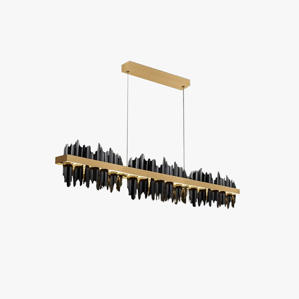 Zepebur Industrial Chandelier Rectangle Metal Gold Black Living Room