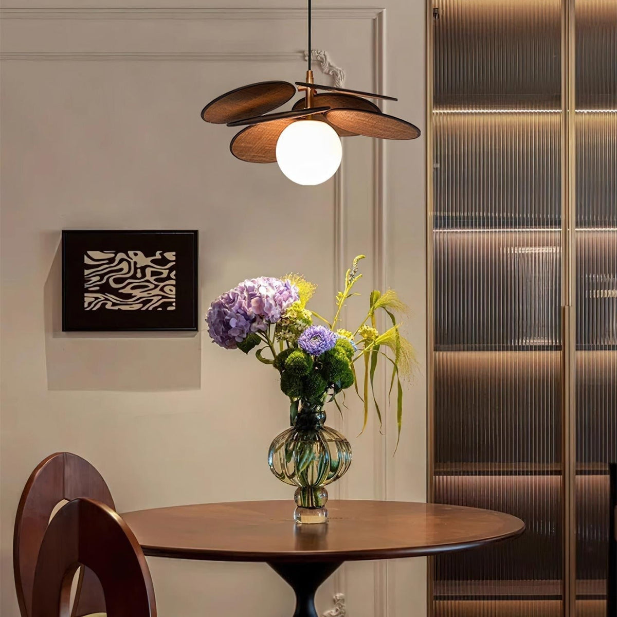 Elvo Wooden Petal Pendant Light