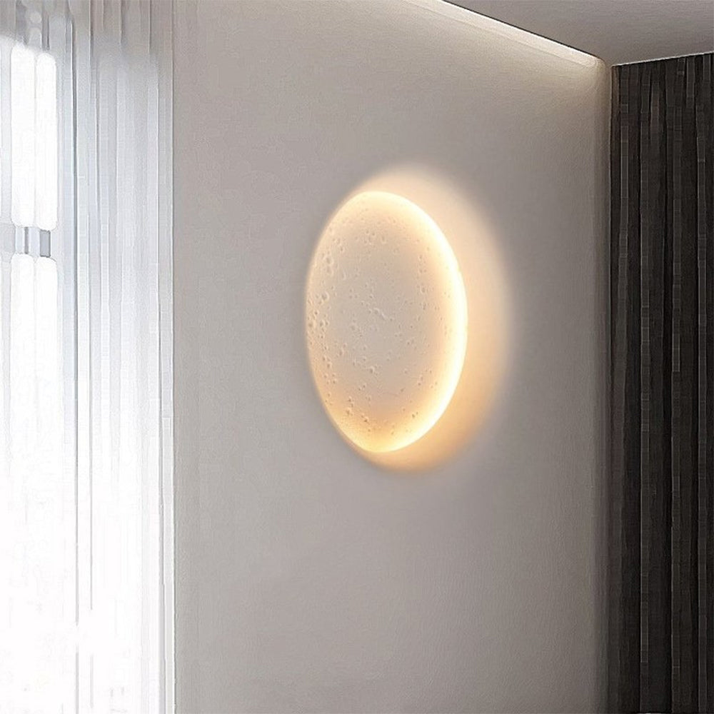 Fupenud Decorative Moon Metal/Gypsum Wall Lamp, White