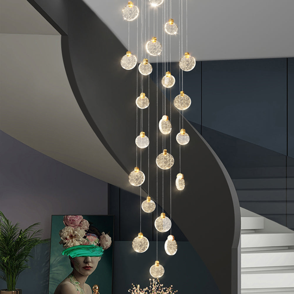 Devikir Luxury Circular Ripple Round Crystal Golden Chandelier
