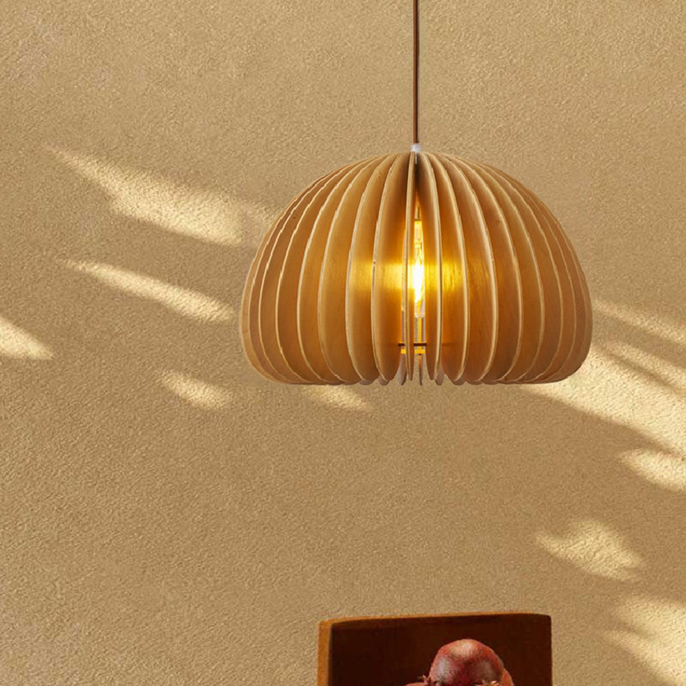 Lusebit Pumpkin Pendant Light, Wood