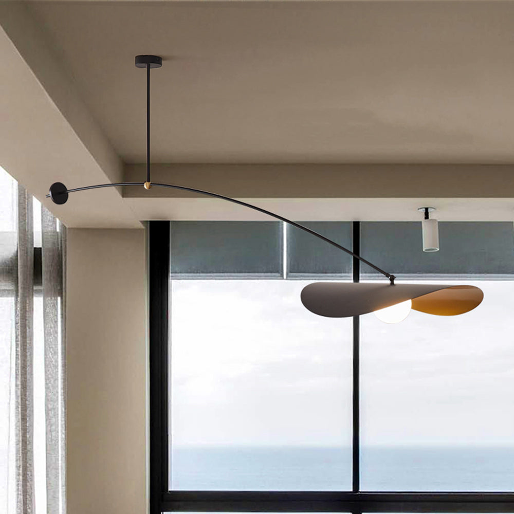 Saneles Minimalist Lotus Leaf Shaped Metal Pendant Light, Black/Gold