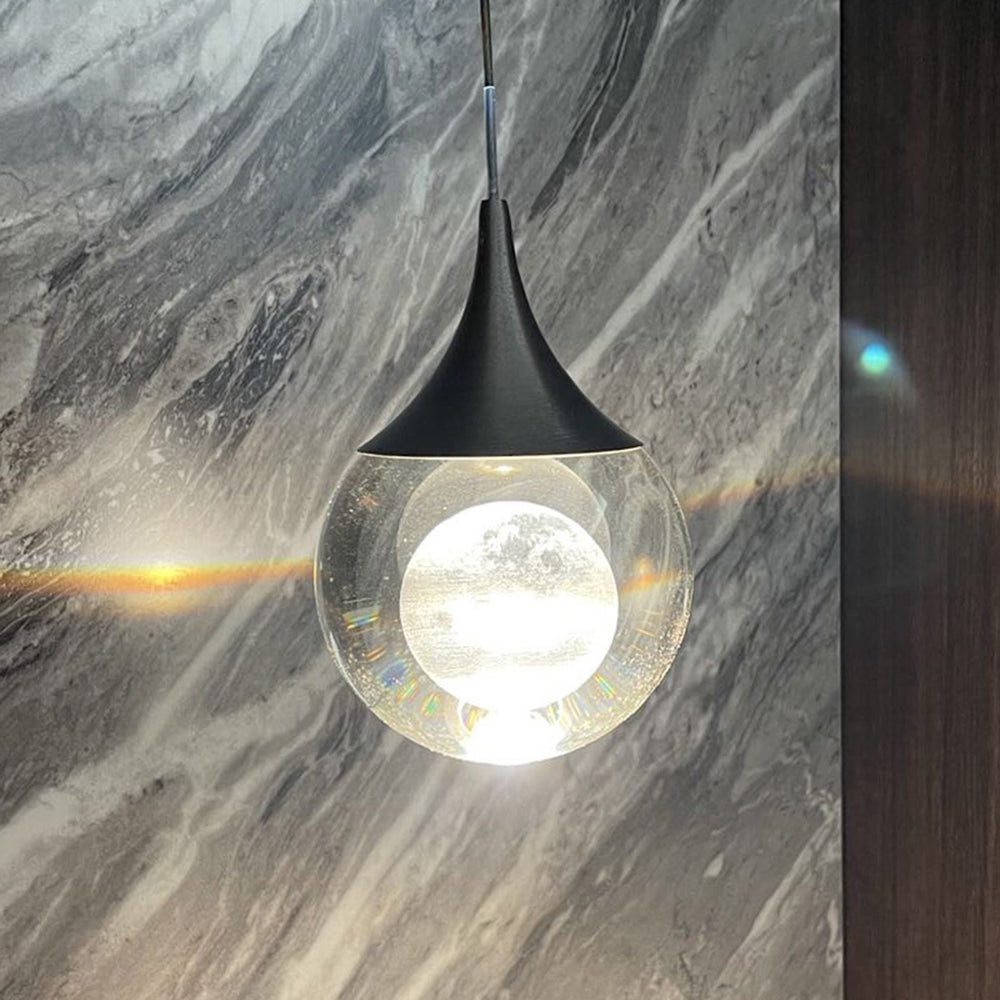 Zebubis Minimalist Moon Metal Pendant Light,Black