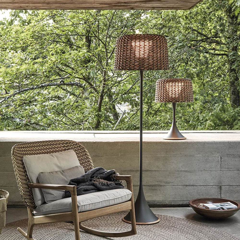 Govomed Waterproof Outdoor Floor Lamp, Rattan，Balcony/Terrace
