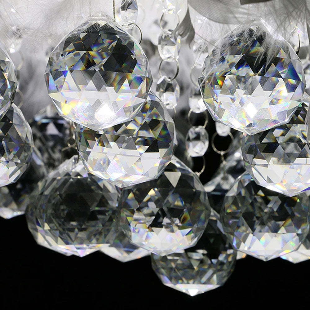 Haborum Modern Luxury Round Chandelier, Feather/Crystal, White