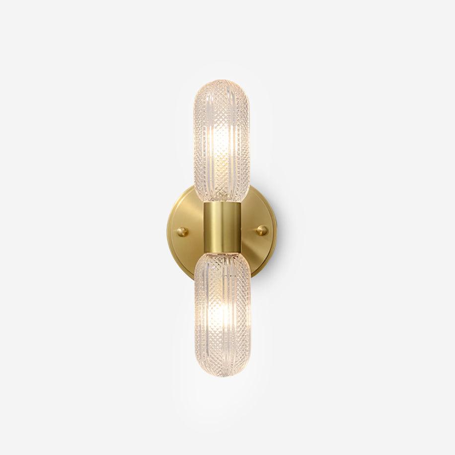 Eira Brass and Textured Glass Double Light Wall Sconce