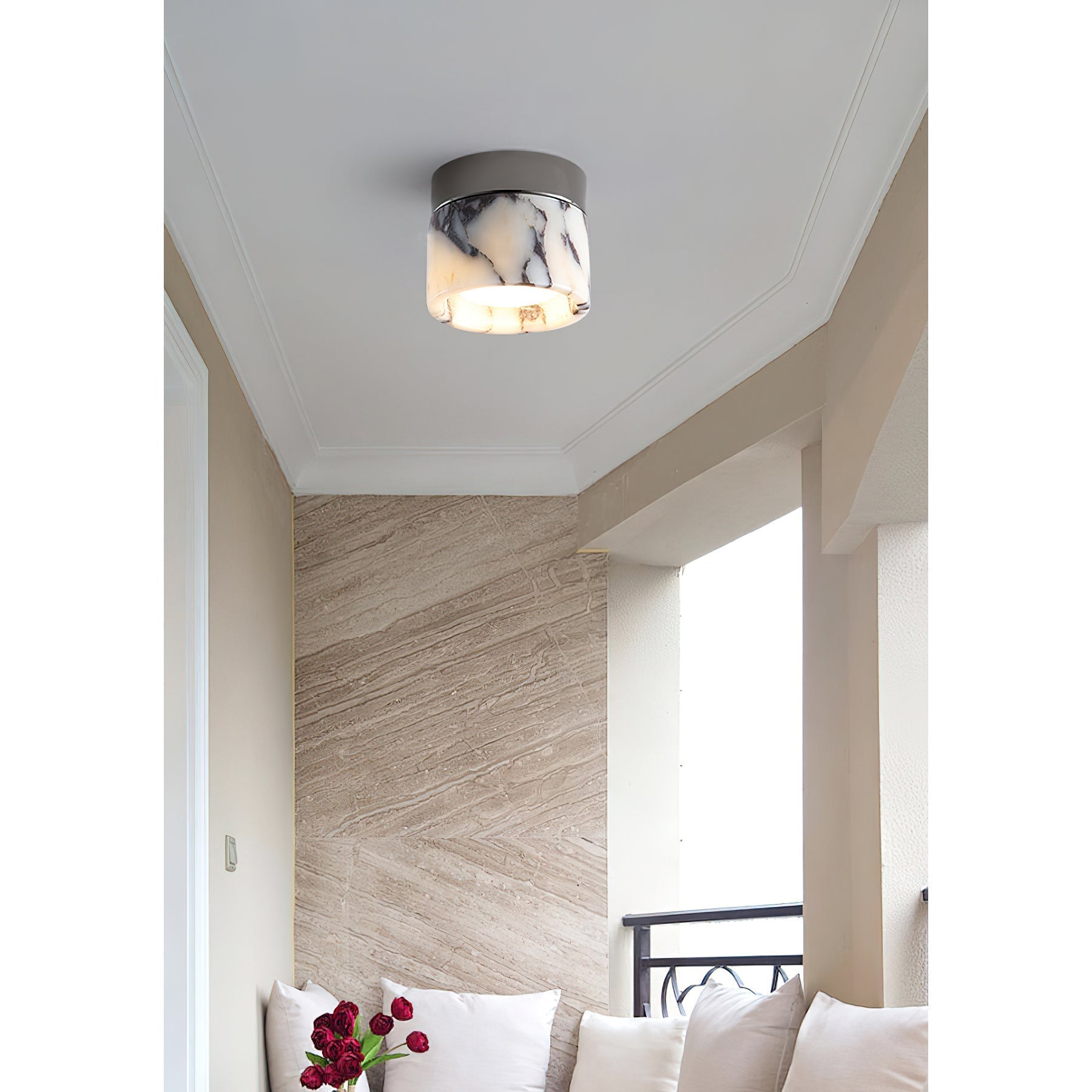 Ivinir Round Marble Ceiling Lamp