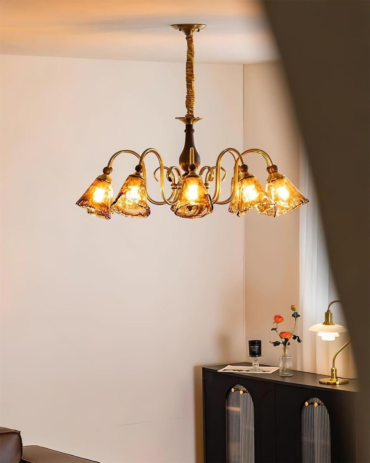 Amber-Bloom Chandelier