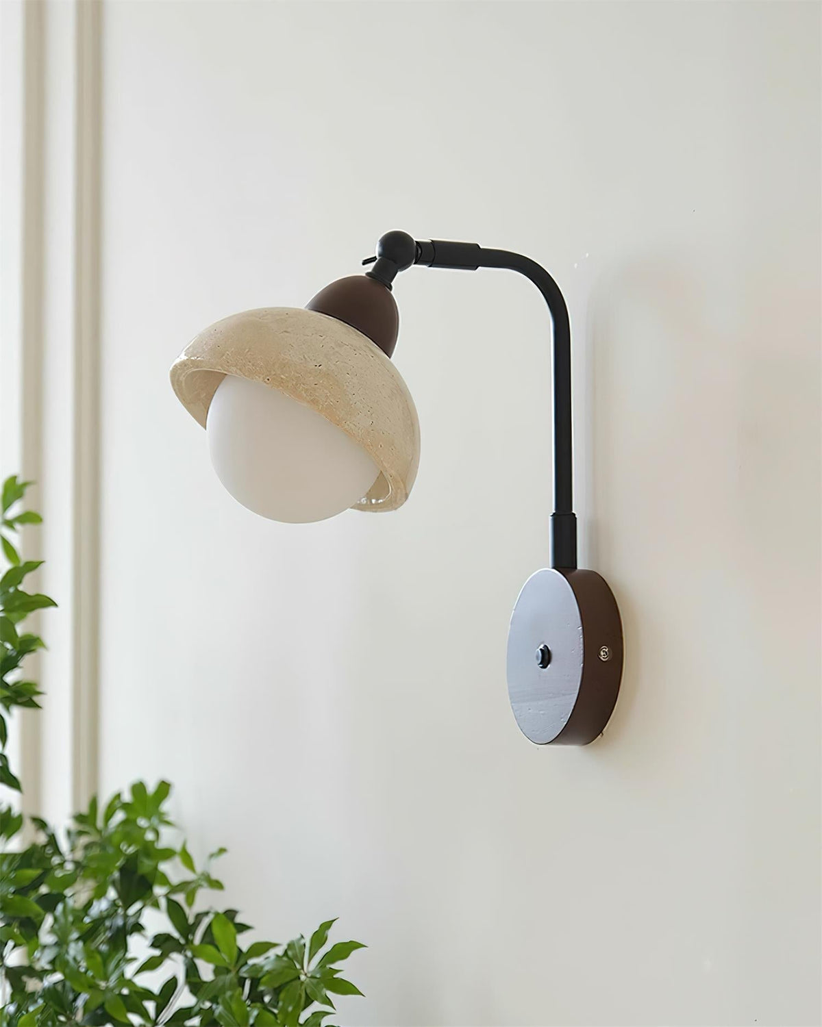 Tavalielle Wall Light Travertine White Opalescent Globe