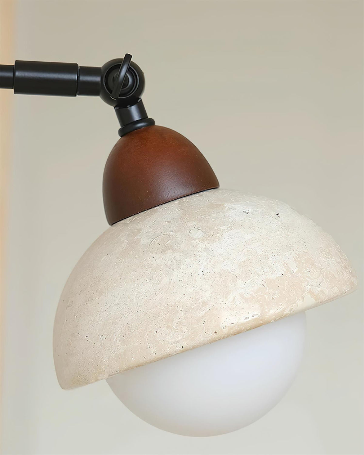 Tavalielle Wall Light Travertine White Opalescent Globe