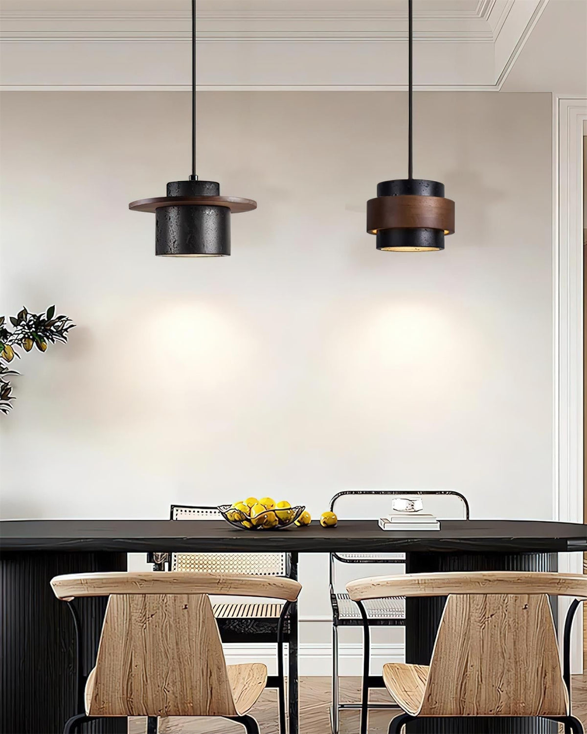 Valoelia Black Travertine Pendant Light Set