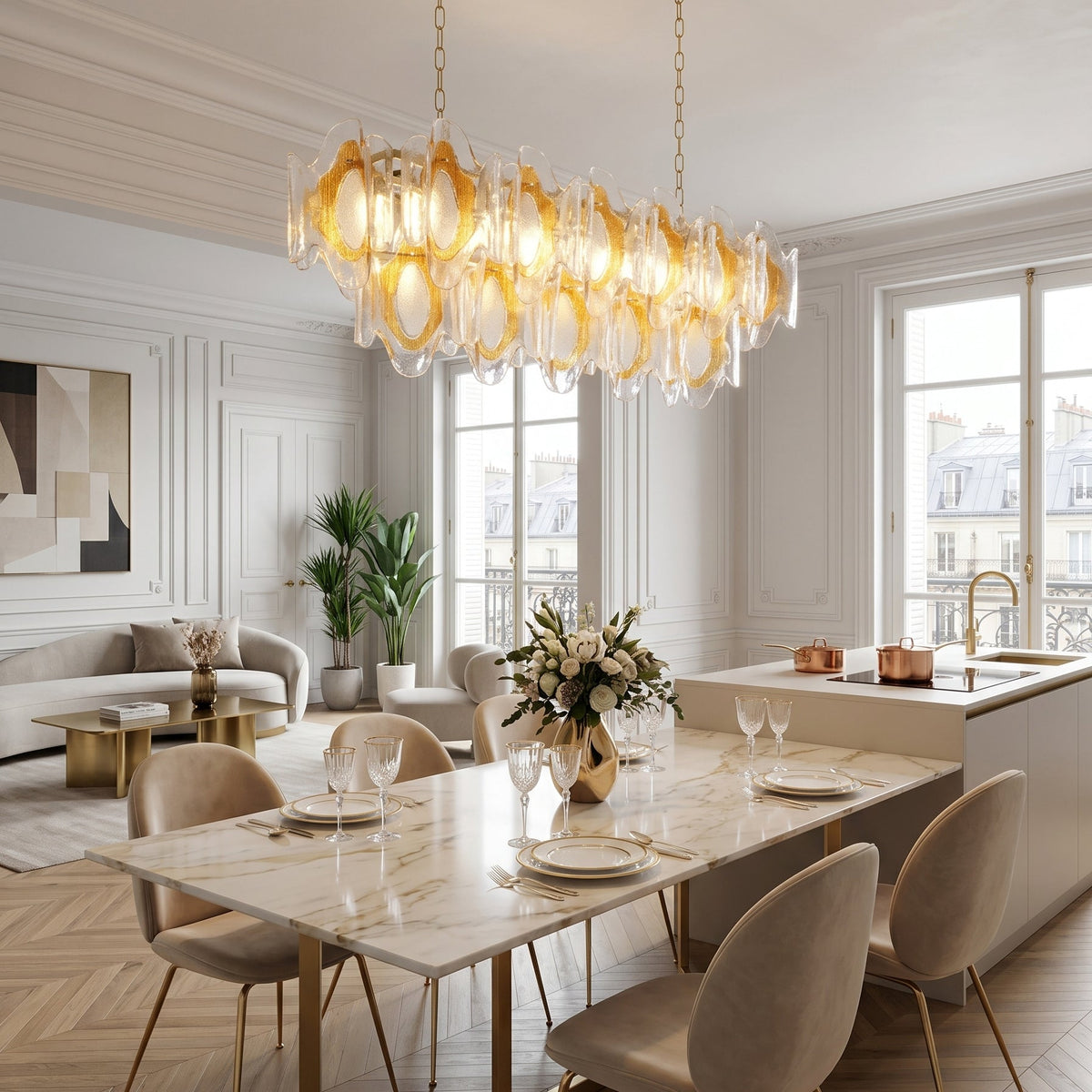 Liorueon Long Glass Chandelier